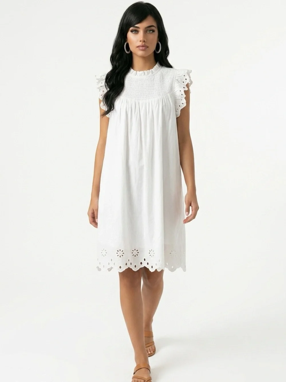 crown & ivy White Eyelet Cotton Sundress - Picture 1 of 1